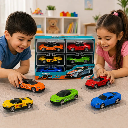 Fast Speed Die-Cast Sports Car Collection – 6 Piece Metal Model Car Set