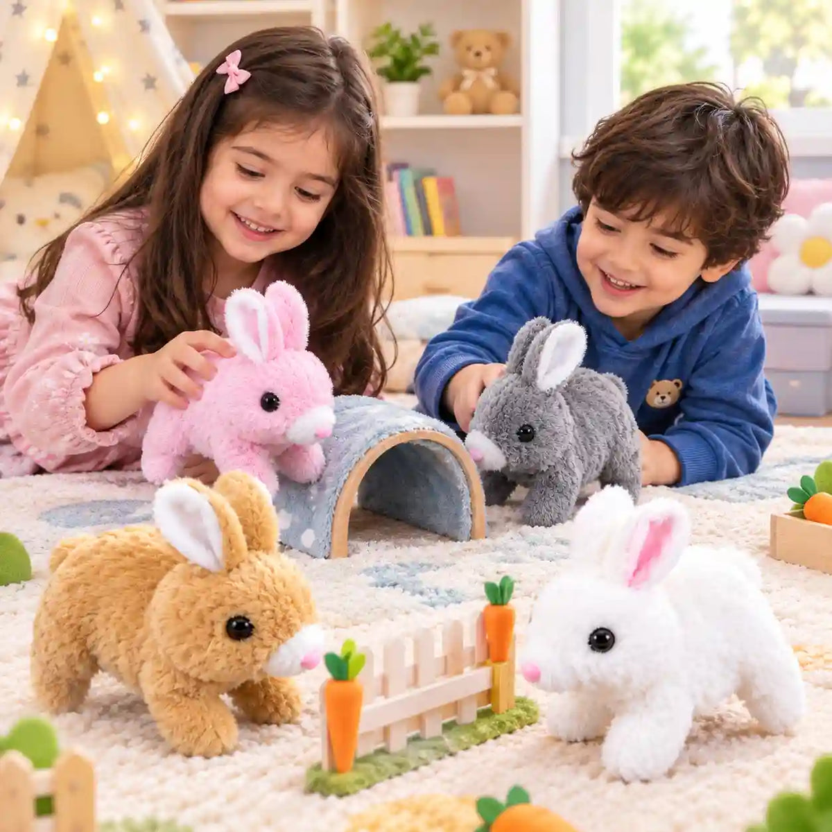 Cute Running Rabbit Toy with Funny Sounds | Battery Operated Plush Rabbit