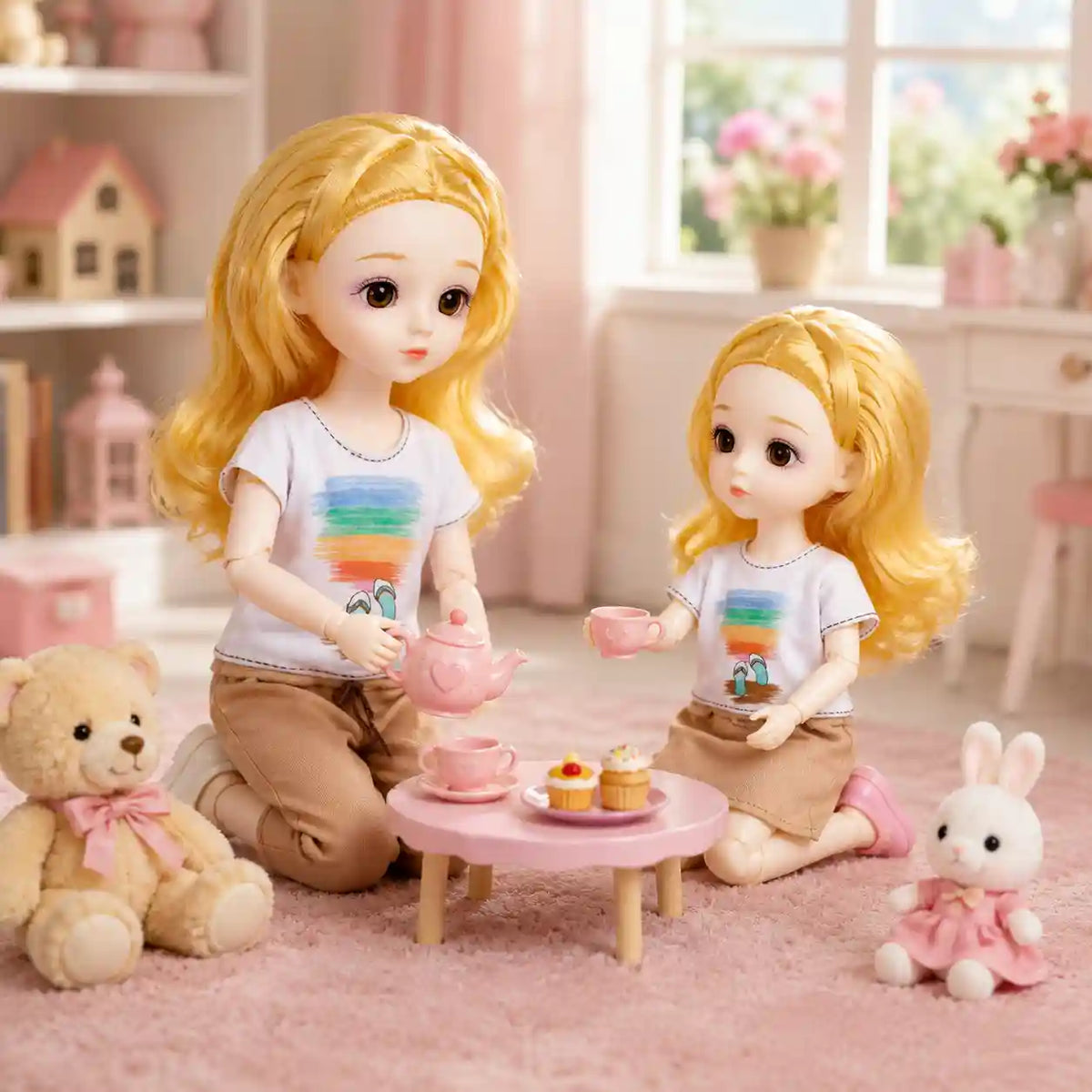 Lovely Girls Doll Set – Bendable Joint Dolls for Kids