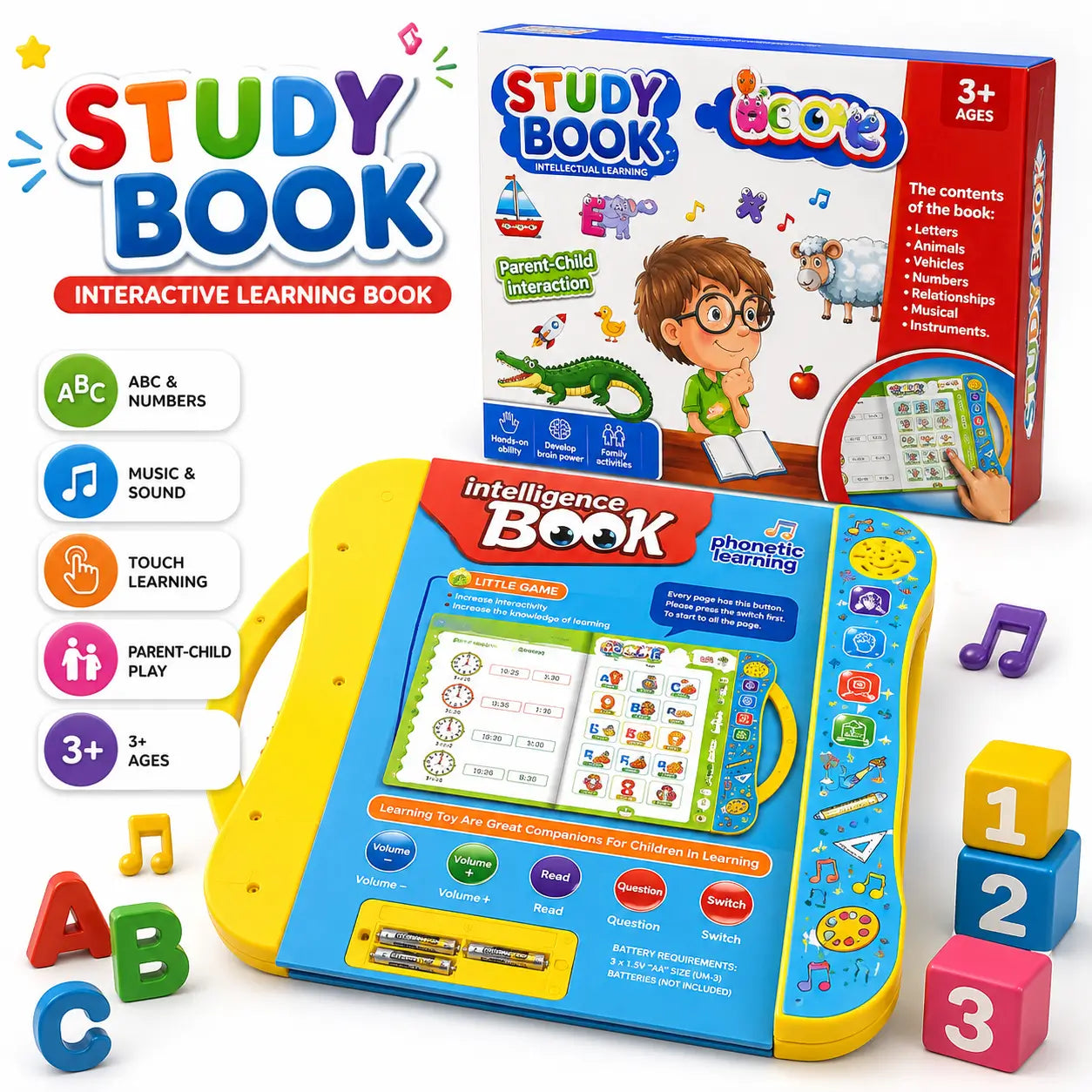 Study Book Intellectual Learning Electronic Activity Book with Music & Touch Learning for Kids