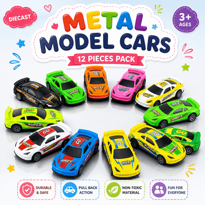 12 Piece Die-Cast Metal Model Racing Car Set for Kids