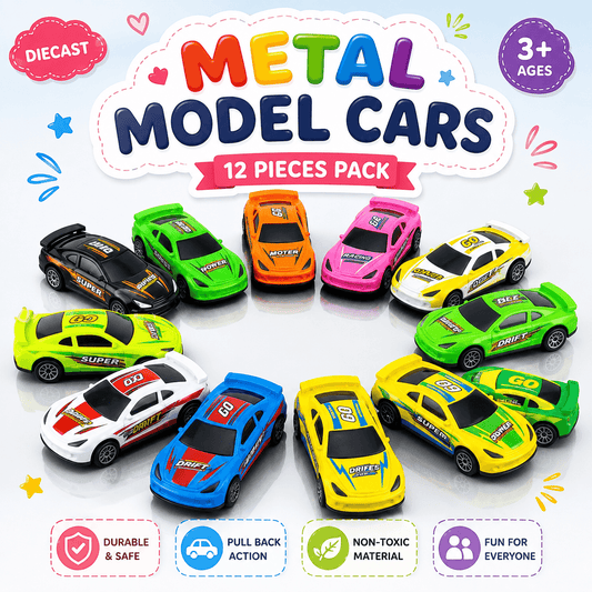 12 Piece Die-Cast Metal Model Racing Car Set for Kids