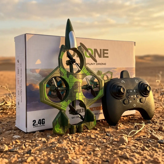 2.4G RC Stunt Drone Fighter Jet with Remote Control for Kids Outdoor Flying Toy