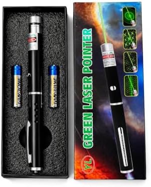Green Laser Pointer with Multiple Pattern Caps | Battery Operated Laser Pen