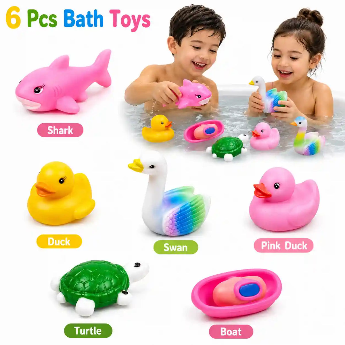 Chu Chu 6-Piece Animal Bath Toy Set for Kids