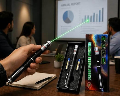 Green Laser Pointer with Multiple Pattern Caps | Battery Operated Laser Pen