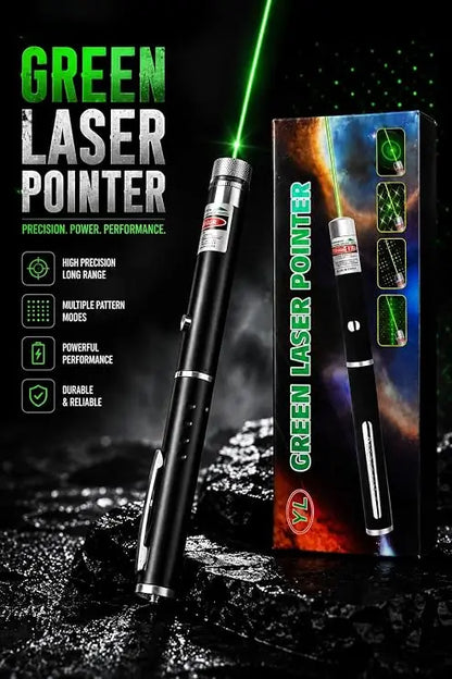 Green Laser Pointer with Multiple Pattern Caps | Battery Operated Laser Pen
