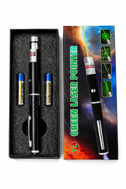 Green Laser Pointer with Multiple Pattern Caps | Battery Operated Laser Pen