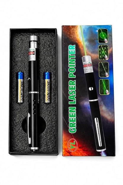 Green Laser Pointer with Multiple Pattern Caps | Battery Operated Laser Pen