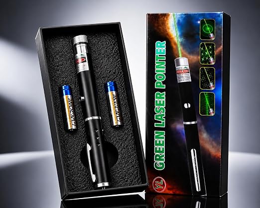 Green Laser Pointer with Multiple Pattern Caps | Battery Operated Laser Pen