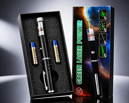 Green Laser Pointer with Multiple Pattern Caps | Battery Operated Laser Pen