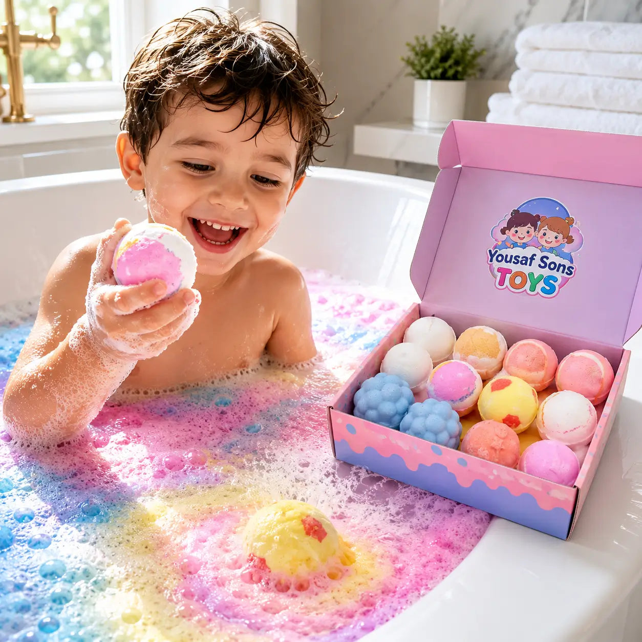 Color Changing Bath Bomb for Kids & Adults – Fizzy Bubble Bath Ball