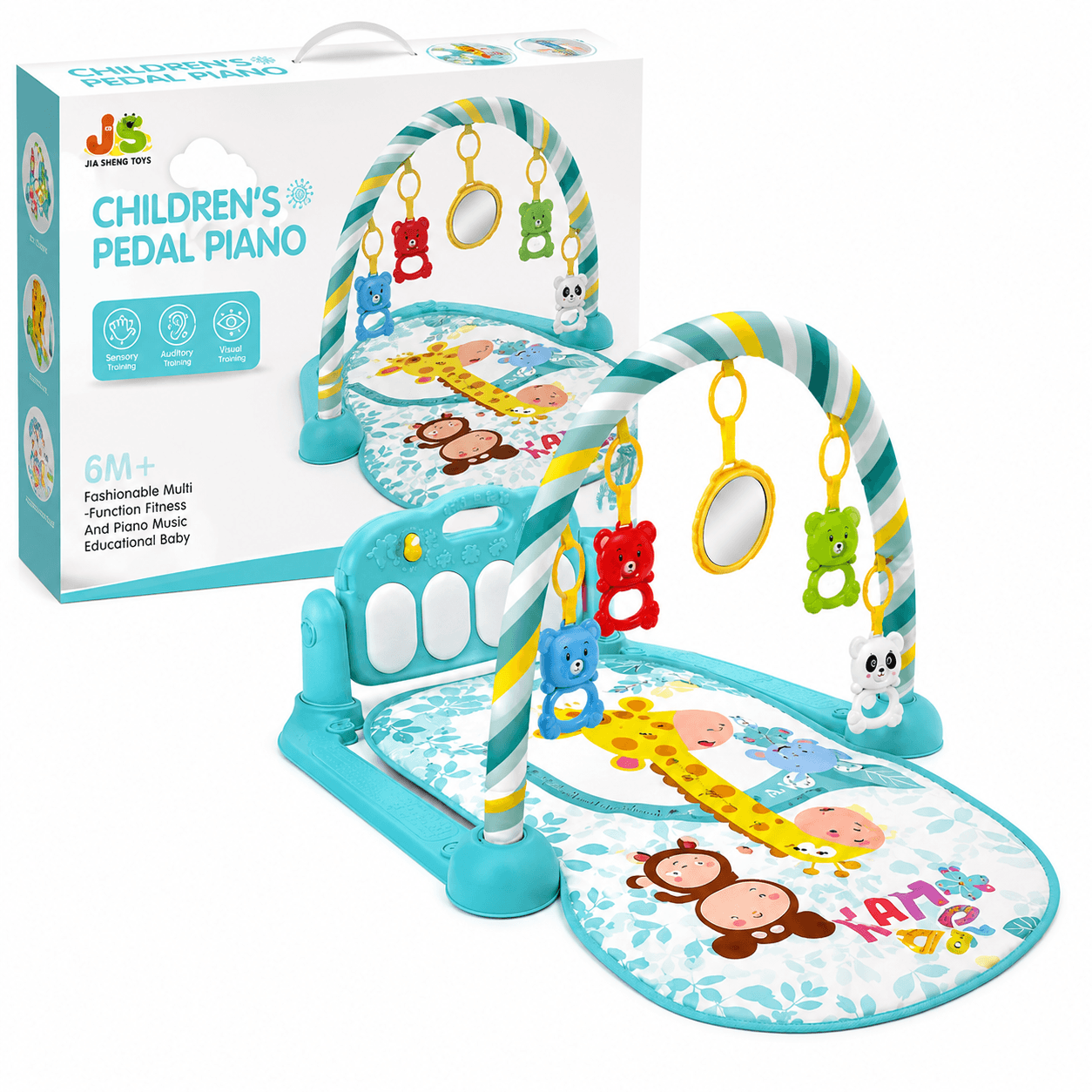 Children's Pedal Piano Play Gym | Baby Activity Mat with Music & Hanging Toys
