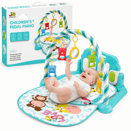 Children's Pedal Piano Play Gym | Baby Activity Mat with Music & Hanging Toys