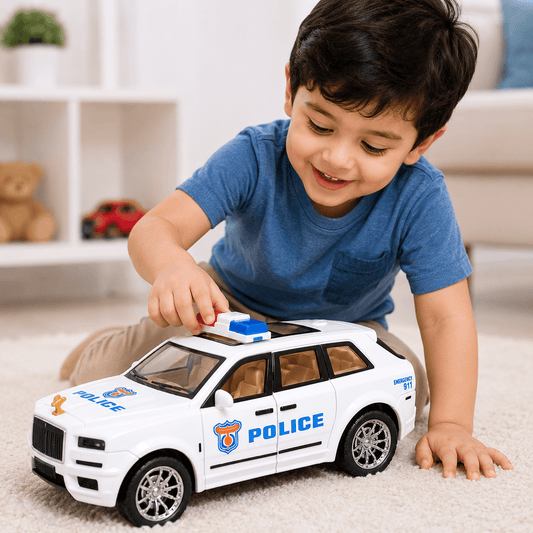 Die-Cast Police SUV Toy Car – Pull Back Action Vehicle for Kids