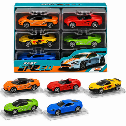 Fast Speed Die-Cast Sports Car Collection – 6 Piece Metal Model Car Set