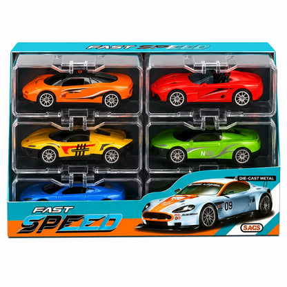 Fast Speed Die-Cast Sports Car Collection – 6 Piece Metal Model Car Set