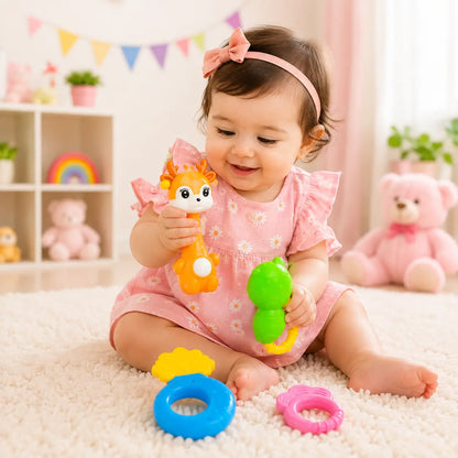 Baby Rattle & Teether Toy Set – Colorful Infant Sensory Toys