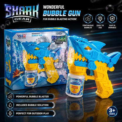 Shark Gear Bubble Gun Toy with Bubble Solution – Blue & Yellow