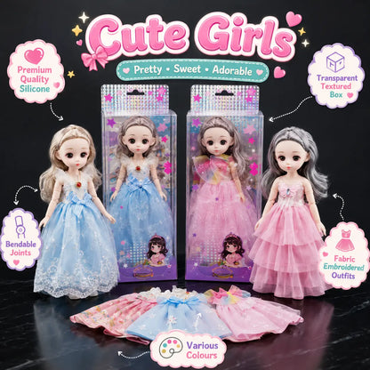 Princess Fashion Doll for Kids – Beautiful Long Hair Dress-Up Doll Toy