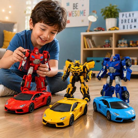 Transformer Cars Toy – 2-in-1 Robot & Sports Car Action Figure | Manual Transforming Toy for Kids