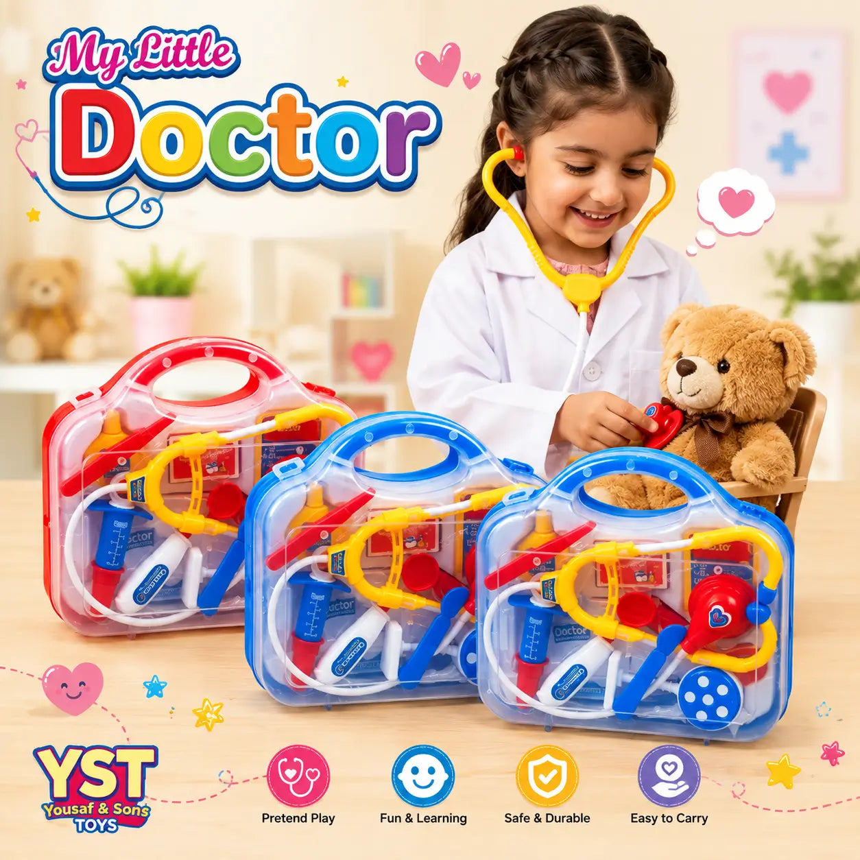 My Little Doctor Play Set for Kids – Portable Medical Kit Role Play Toy with Carry Case
