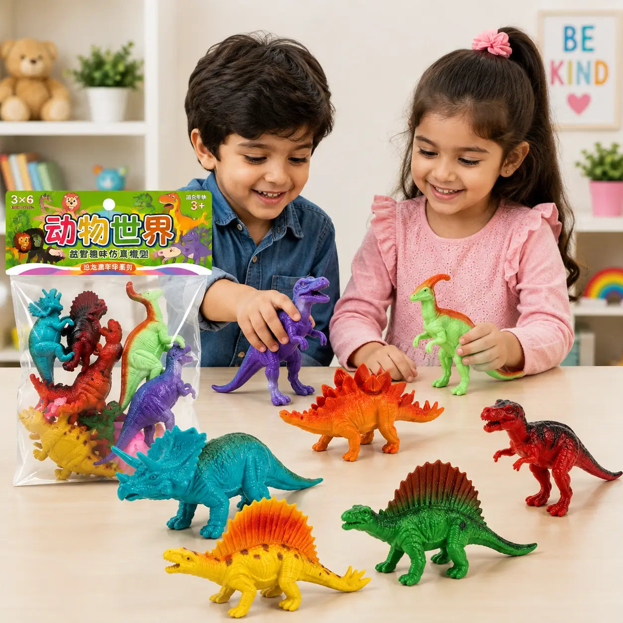 Dinosaur Toy Figures Set for Kids – Colorful Mini Dinosaur Animals Play Set