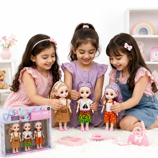 Lovely Dolls Toy Set for Kids – Mini Fashion Dolls with Bendable Joints