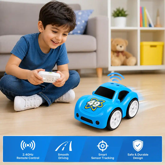 RC Follow Me Car with Gesture Control, 2.4GHz Remote Control & Rechargeable Battery