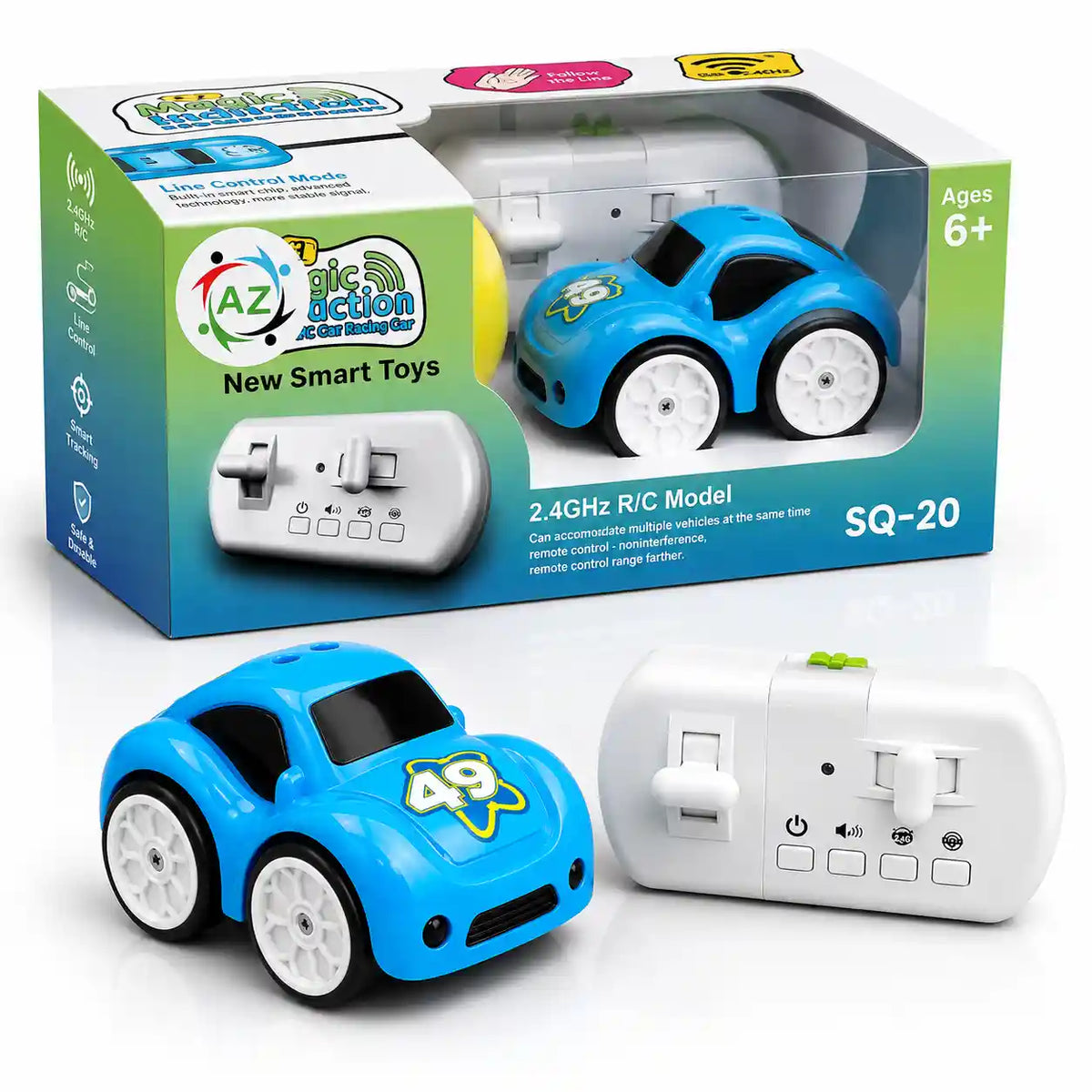 RC Follow Me Car with Gesture Control, 2.4GHz Remote Control & Rechargeable Battery