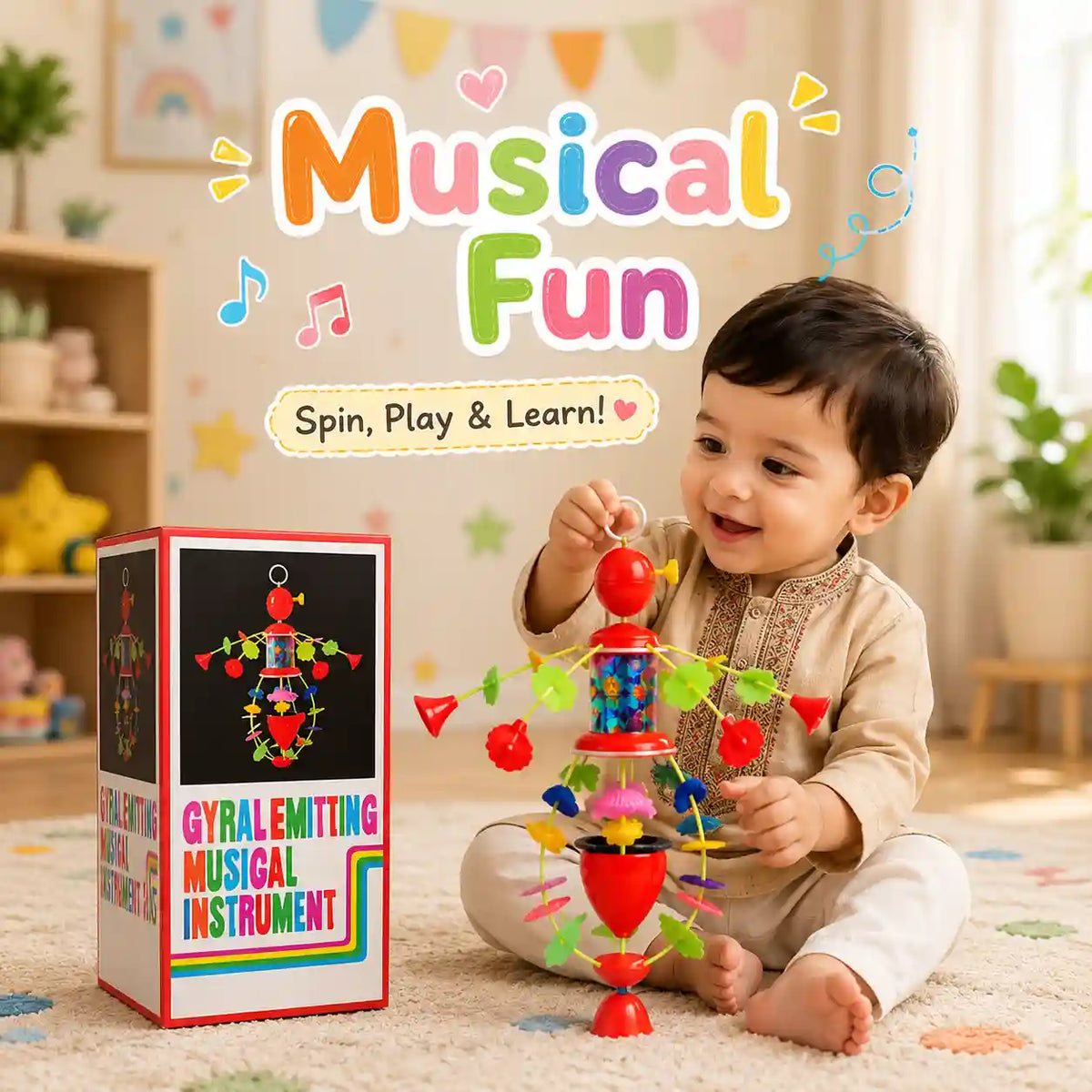 Wind-Up Musical Merry-Go-Round Toy – Rotating Musical Cot Toy