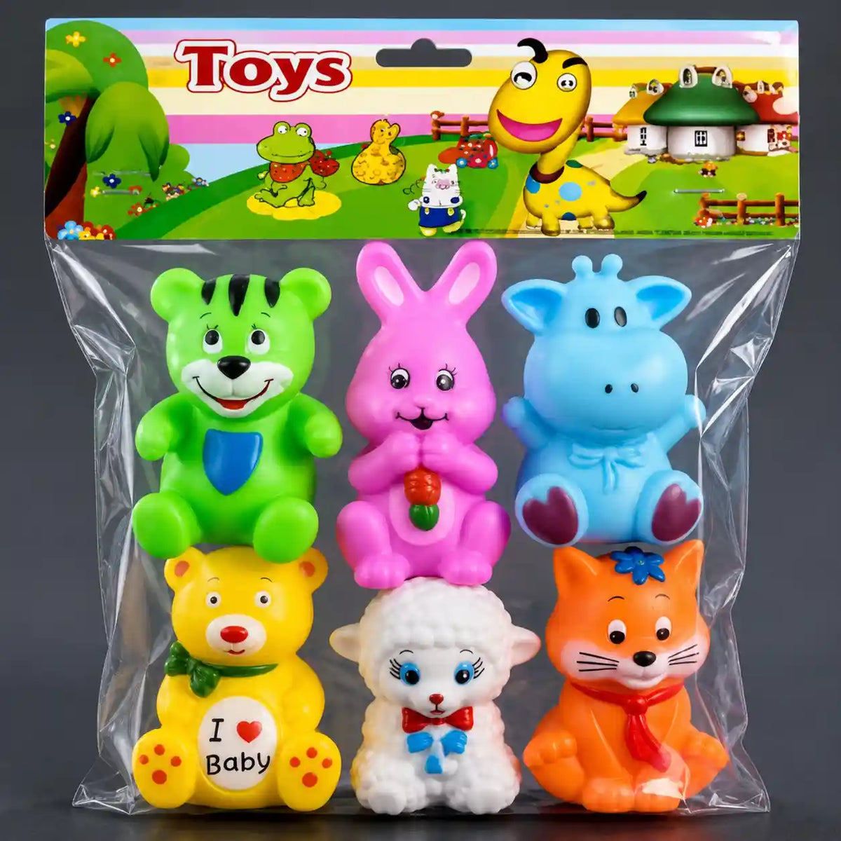 Chu Chu Animal Play Set – 6-Piece Colorful Mini Animal Figures