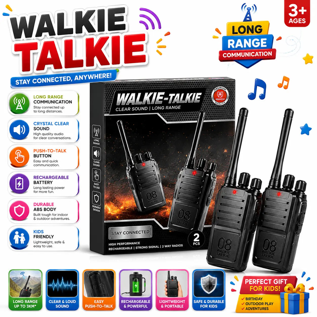 Kids Simulation Walkie Talkie Toy | 2 PCS Educational Toy