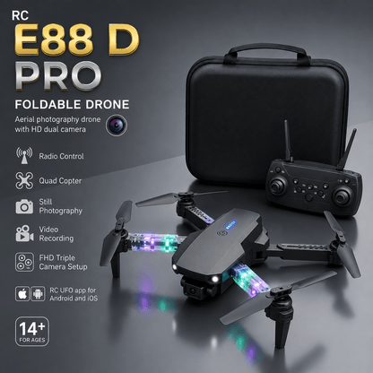 E88 Pro Foldable Drone with HD Camera & Carry Case | Remote Control Quadcopter