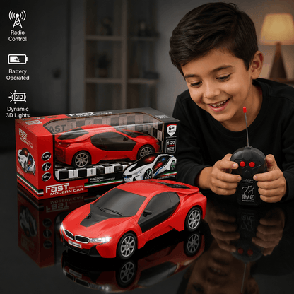 Fast Modern RC Car – 1:20 Scale Remote Control Sports Car with LED Lights (Red)