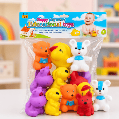 Chu Chu Animal Squeaky Toy Play Set – Soft Silicone Bath Toys for Toddlers