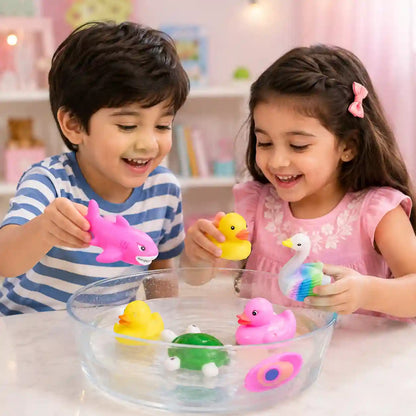 Chu Chu 6-piece colorful animal play set with turtle, dolphin, duck and swan figures