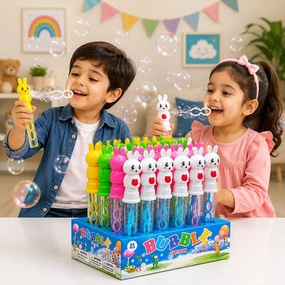 Colorful bunny-shaped bubble wand toy for kids outdoor play and parties