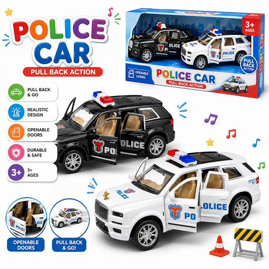 Die-Cast Police SUV Toy Car with Pull Back Action for Kids