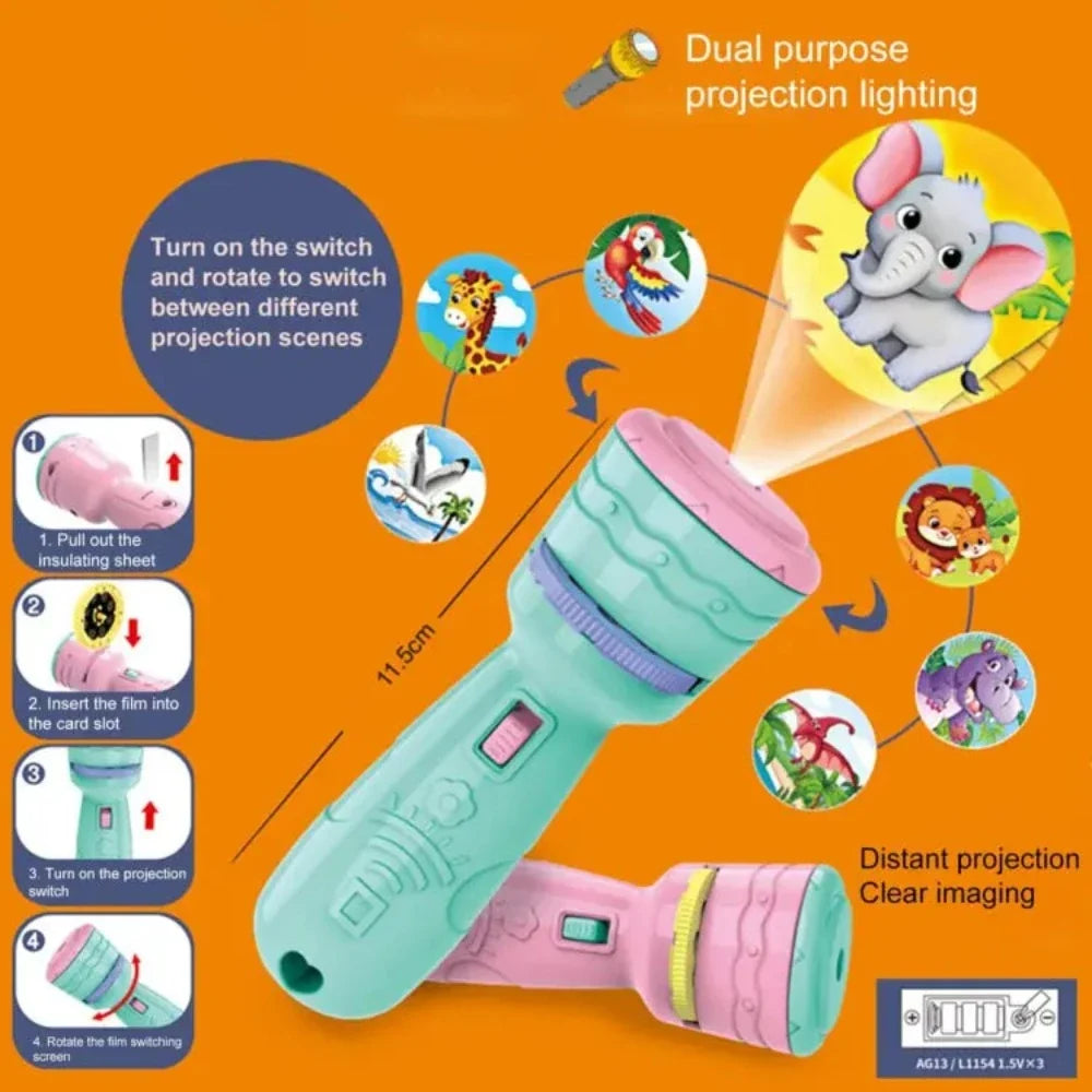 Kids Mini Torch Projector Flashlight with Picture Slides | Educational Projection Toy