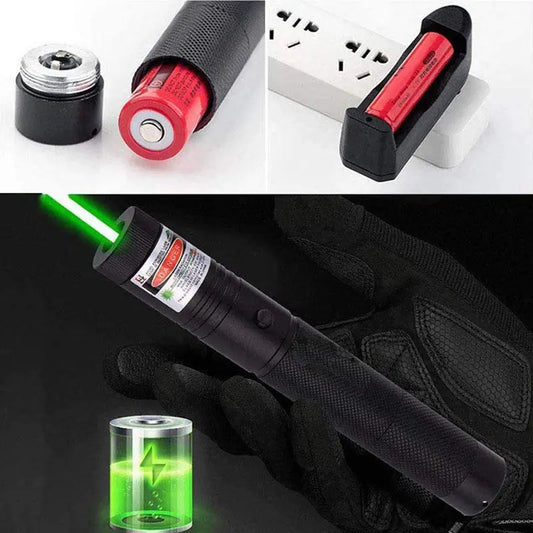 Rechargeable Green Laser Pointer | High Power Green Laser Pen with Battery & Charger