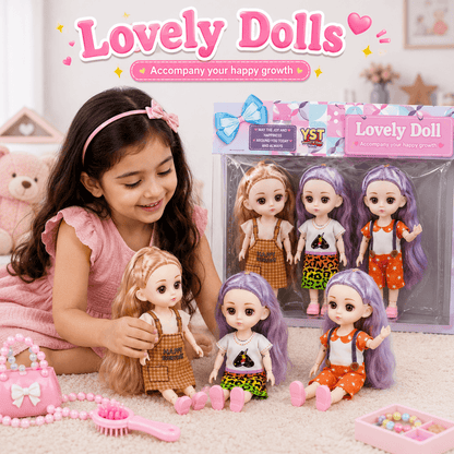 Lovely Dolls Mini Fashion Doll Set with Bendable Joints for Kids