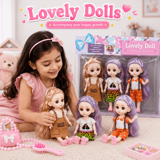 Lovely Dolls Mini Fashion Doll Set with Bendable Joints for Kids