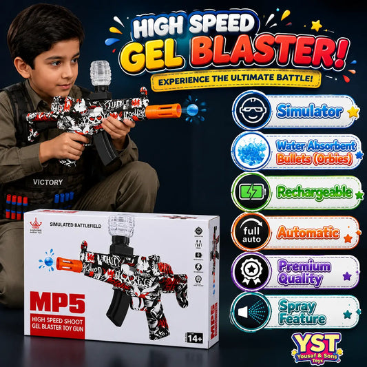 MP5 Battery Operated Gel Blaster Toy Gun with LED Light for Kids