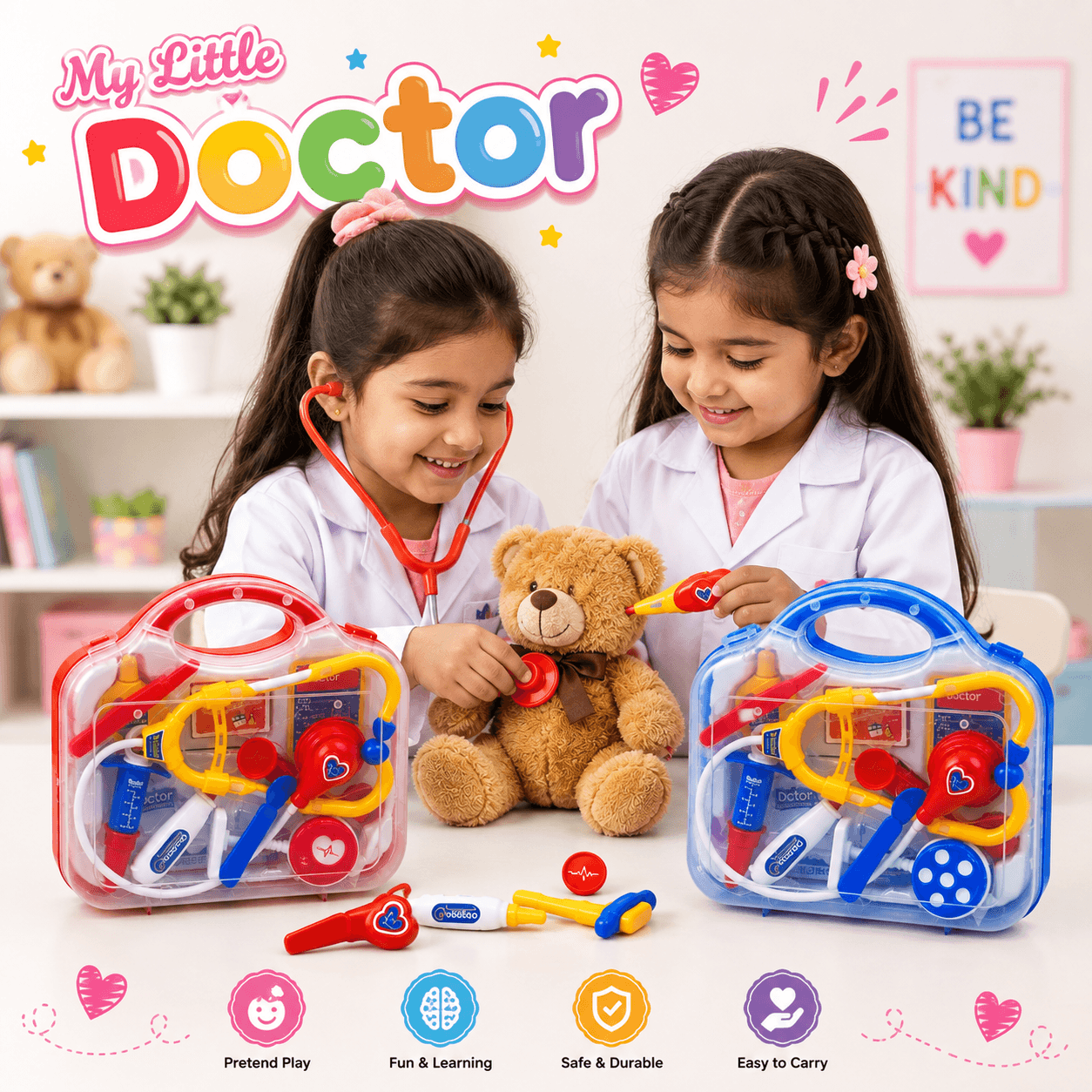 My Little Doctor Medical Play Set with Portable Carry Case for Kids