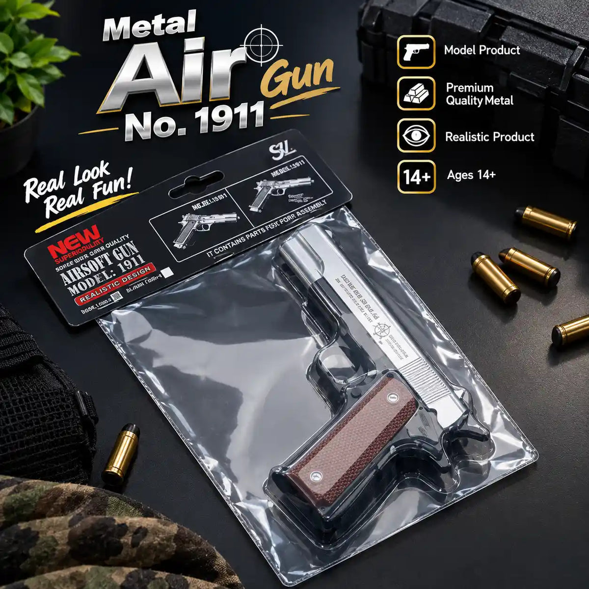 Non-firing metal air gun toy replica with realistic model design