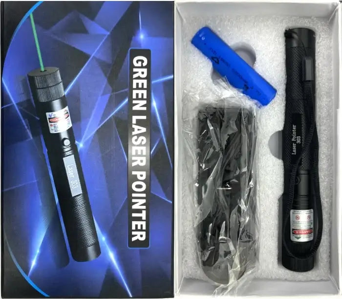Rechargeable Green Laser Pointer | High Power Green Laser Pen with Battery & Charger