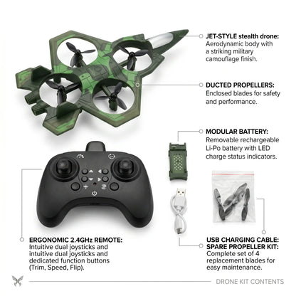 2.4G RC Stunt Drone Fighter Jet with Remote Control | Kids Flying Toy